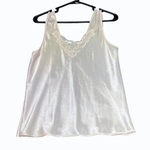 Escapades Camisole Womens Medium Ivory Vintage Lingerie Slip Cami Top Lace Trim